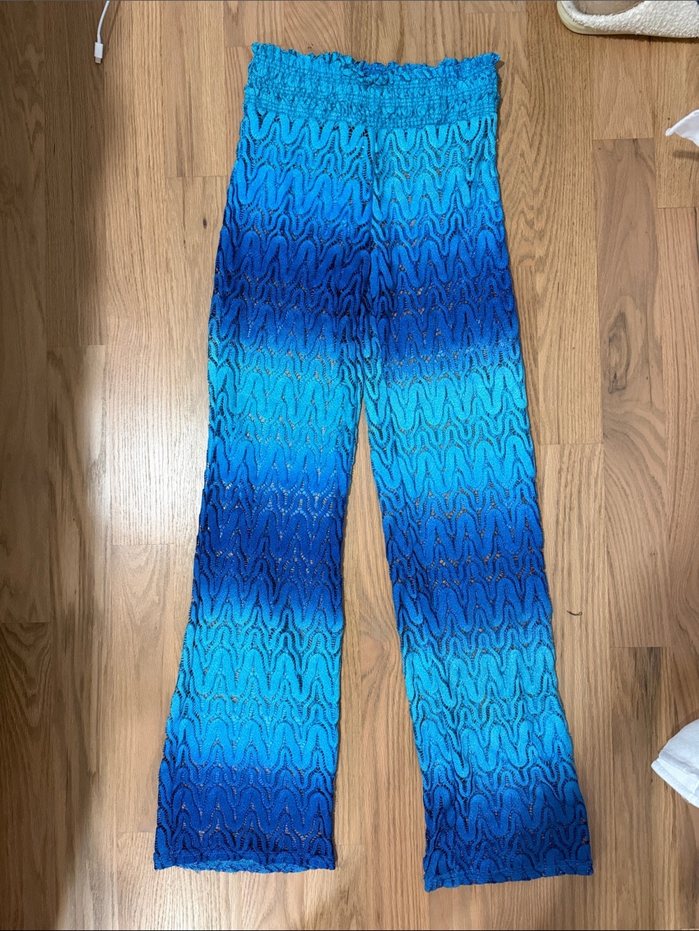 Elif by Jordan Taylor Gradient Blue Crochet Swim Coverup Pants